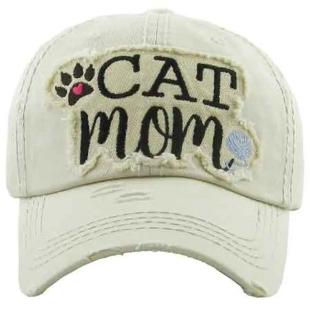Ladies Stone Cat Mom Baseball Cap
